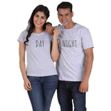 T Shirt Day and Night pour Couple Gris - MatchingMood