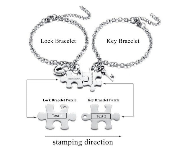 Bracelet Puzzle Couple Cœur à Personnaliser - Matchingmood