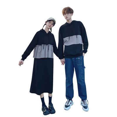 Sweat Couple Capuche Noir - Robe Sweat - MatchingMood