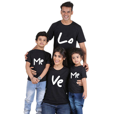 Tee Shirt Love Me pour Famille Noir - MatchingMood