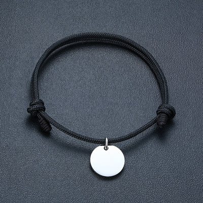 Bracelet d'Amitié Cordon Piece Personnalisable Noir - MatchingMood