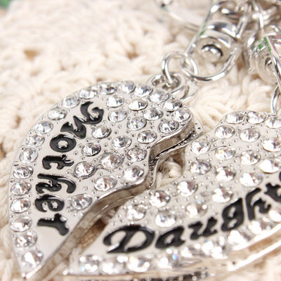 Porte-Clé Mère Fille Coeur Doré