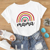 T Shirt Mere Fille Rainbow Maman Blanc