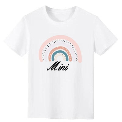 T Shirt Mere Fille Arc en Ciel Rose Mini