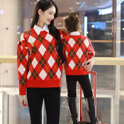 Pull Mere Fille Losange Col Rond - MatchingMood