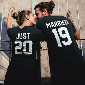 T-Shirt Couple Just Married Noir