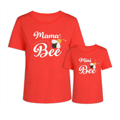 T Shirt mere Fille Mama Bee Rouge