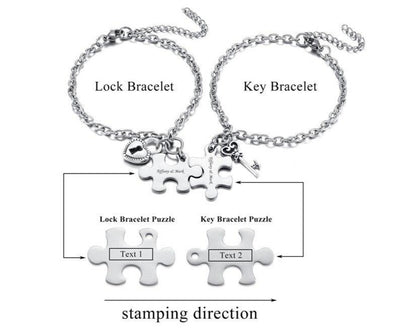 Bracelet Puzzle Couple Cœur à Personnaliser - Matchingmood