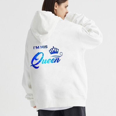 Sweat Couple Capuche King Queen Bleu