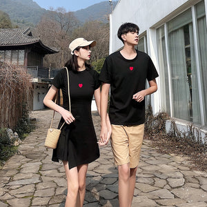 Tenue Robe Tee Shirt et Tee Shirt Noir pour Couple