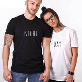T Shirt Couple Day and Night Blanc Noir - MatchingMood