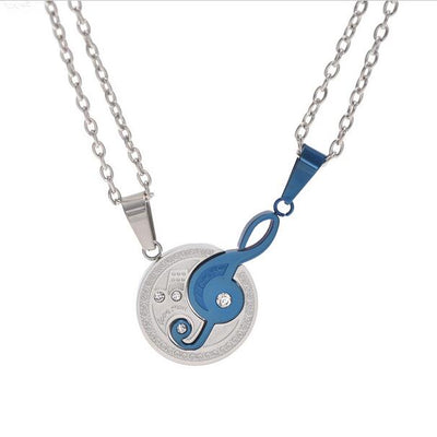 Collier Couple Clé de Sol Bleu - MatchingMood