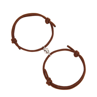 Bracelet Duo Couple Acier Magnétique Marron - Matchingmood