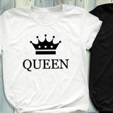 T Shirt Couple Queen Crown Blanc - MatchingMood