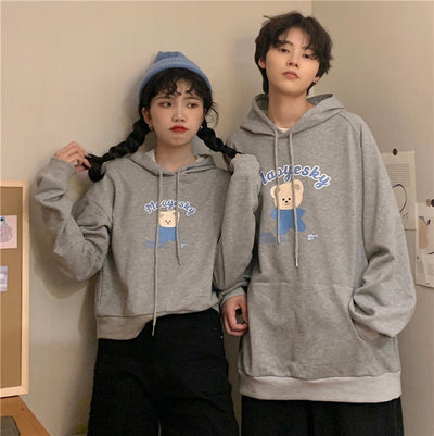 Sweat à Capuche Couple Gris