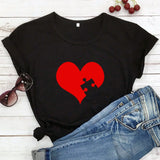 T Shirt Couple Puzzle Coeur Noir - Coeur - MatchingMood