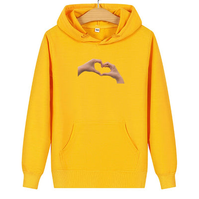 Sweat Couple Main dans la Main - Coeur jaune