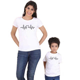 Tee Shirt Heartbeat pour Mere Fille Blanc