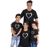 T Shirt Assorti Famille Coeur Noir