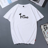 T Shirt Couple King Queen Disney - King Blanc