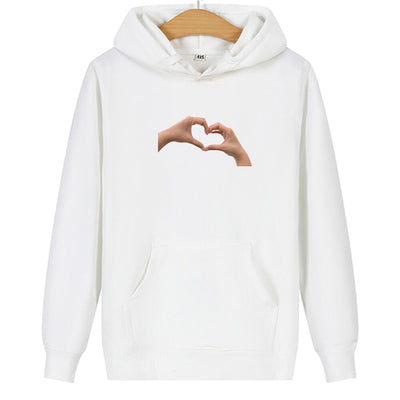 Sweat Couple Main dans la Main - Coeur Blanc
