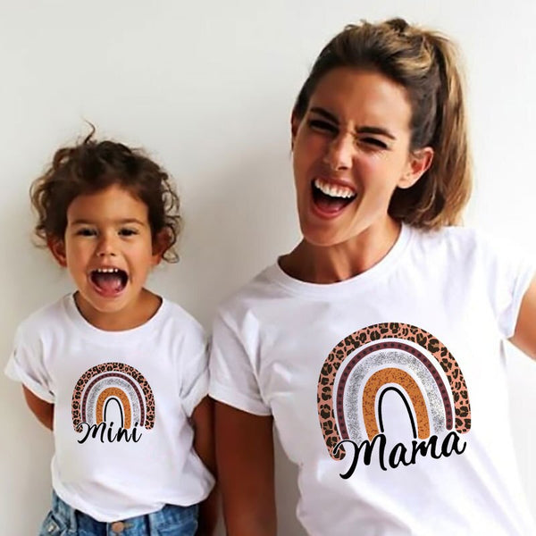 T Shirt Mere Fille Mama Mini Blanc