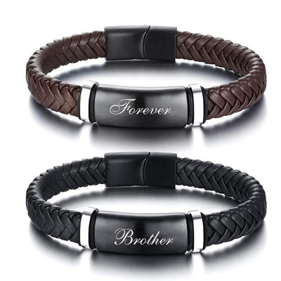 Bracelet d'Amitié Homme Cuir Tressé Personnalisable - MatchingMood