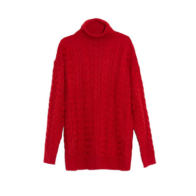 Pull Couple Col Roulé Rouge