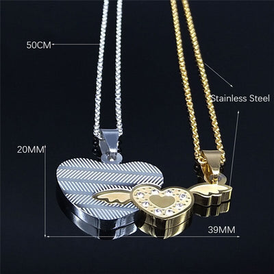 Collier Coeur Brillant Couple