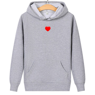 Sweat Coeur Rouge pour Couple Gris