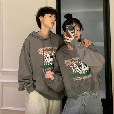 Sweat à Capuche Pour Couple Crop Top