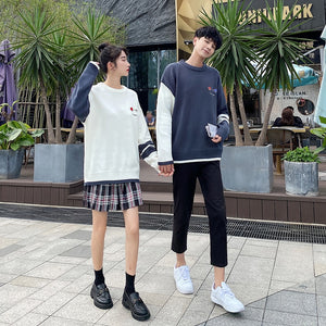 Amoureux Pull Couples Blanc Bleu