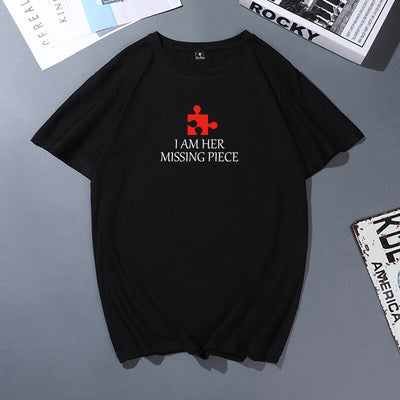 T-Shirt Couple I'm Her Missing Piece Noir - MatchingMood