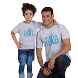 T Shirt Pere Fille Super Girl Super Dad Gris