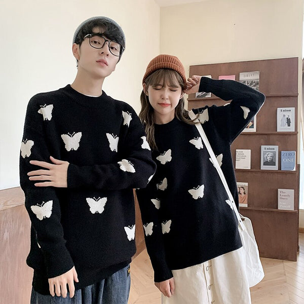 Pull Couple Papillon Noir