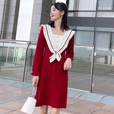 Pull Couple et Robe Pull Noeud Femme Rouge