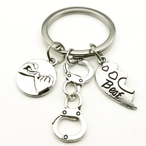 Porte Clé d'Amitié Menottes et Coeur - Demi Coeur Best