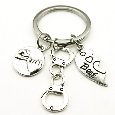 Porte Clé d'Amitié Menottes et Coeur - Demi Coeur Best