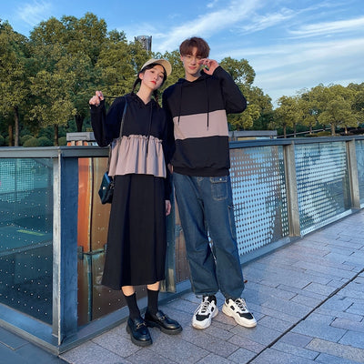 Sweat Capuche Noir Duo Amoureux - MatchingMood