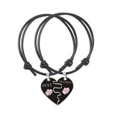 Bracelet d'Amitié Motif Coeur  noir 2 - Matchingmood