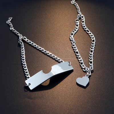 Bracelet Couple à Partager - Gourmette Coeur Argent - MatchingMood