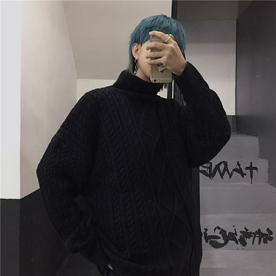 Pull Col Roulé Homme Noir