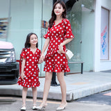 Robe Mere Fille A Pois Rouge - MatchingMood