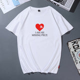 T-Shirt Couple I'm His Missing Piece Blanc - MatchingMood