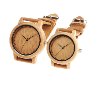 Montre Couple Bamboo Bracelet Cuir - MatchingMood