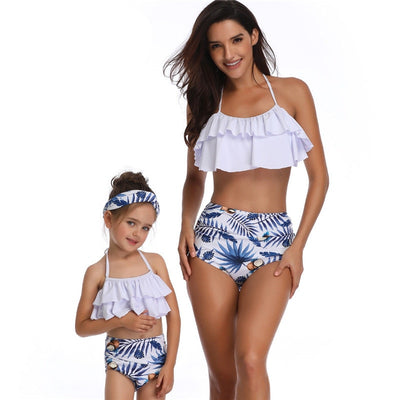 Maillot de Bain Mère Fille Haut Blanc