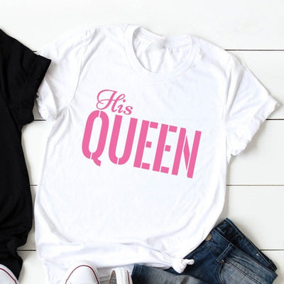 Tee Shirt Couple His Queen - MatchingMood
