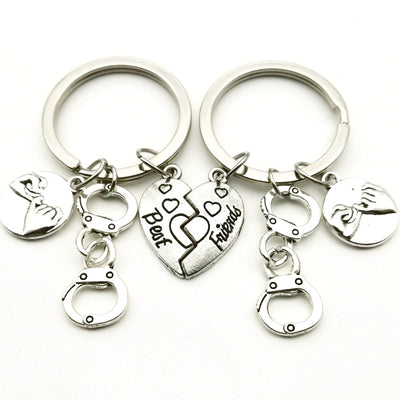 Porte Clé d'Amitié Menottes et Coeur