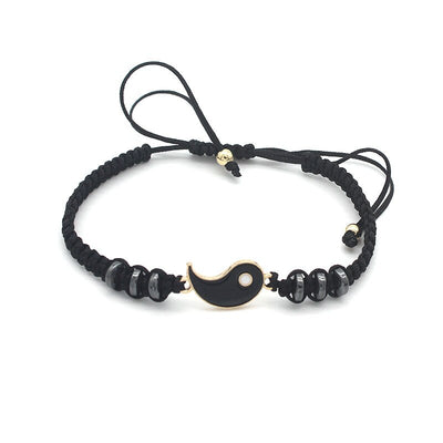 Bracelet Couple Yin Yang Noir cadre or - Matchingmood