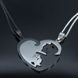 Collier Couple Chat Noir et Argent